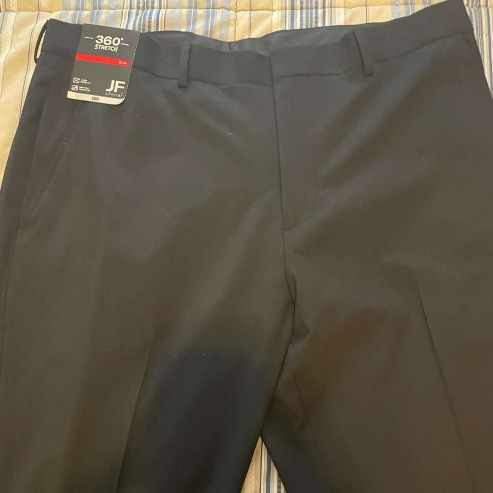 JF J. Ferrar Black Slim Fit Suit Pants (Never Worn) - 36 X 32